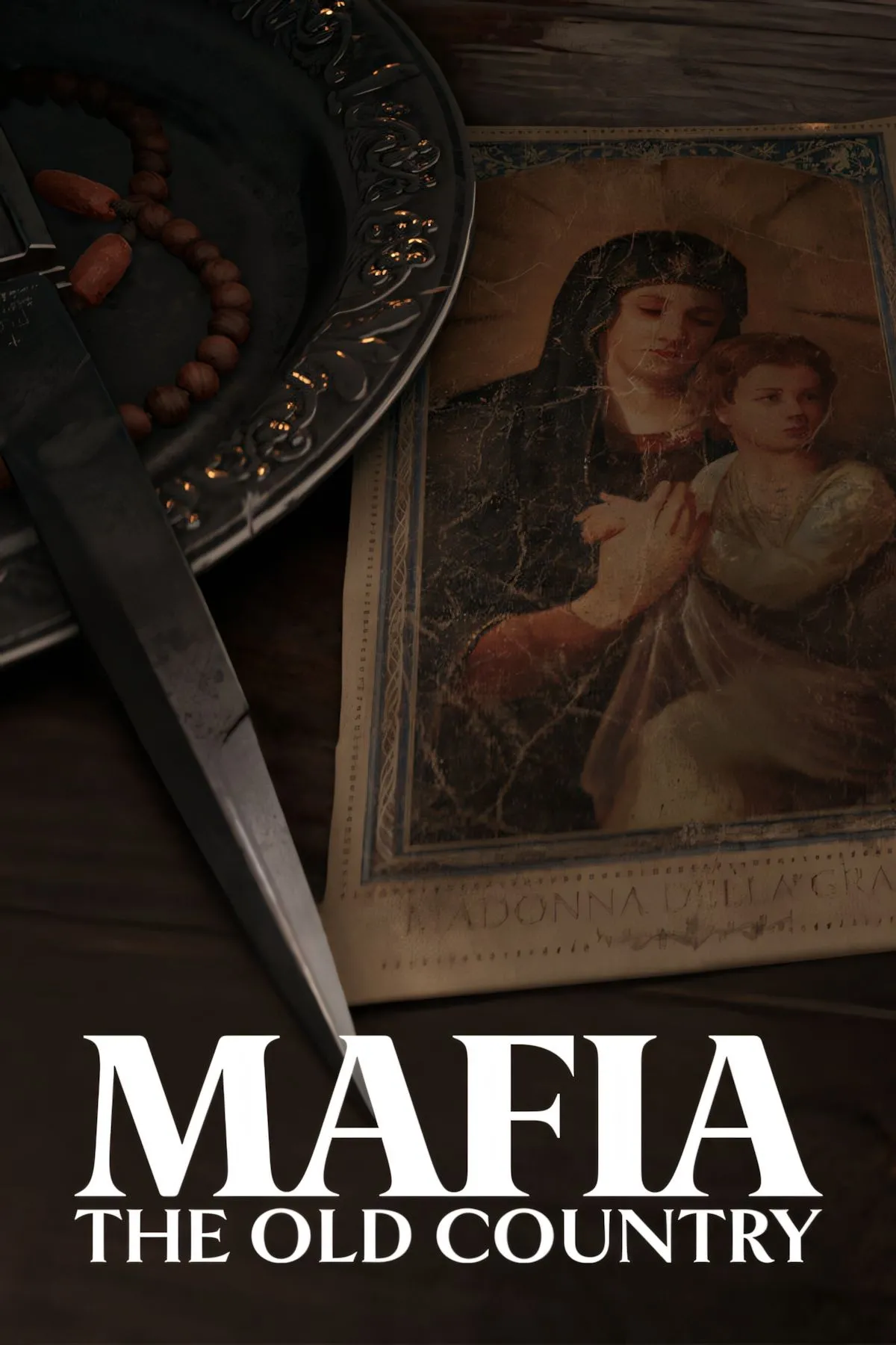 Ảnh bìa game Mafia: The Old Country, mô tả không khí u tối, cổ điển với một nhân vật bí ẩn, gợi mở bối cảnh tiền truyện.