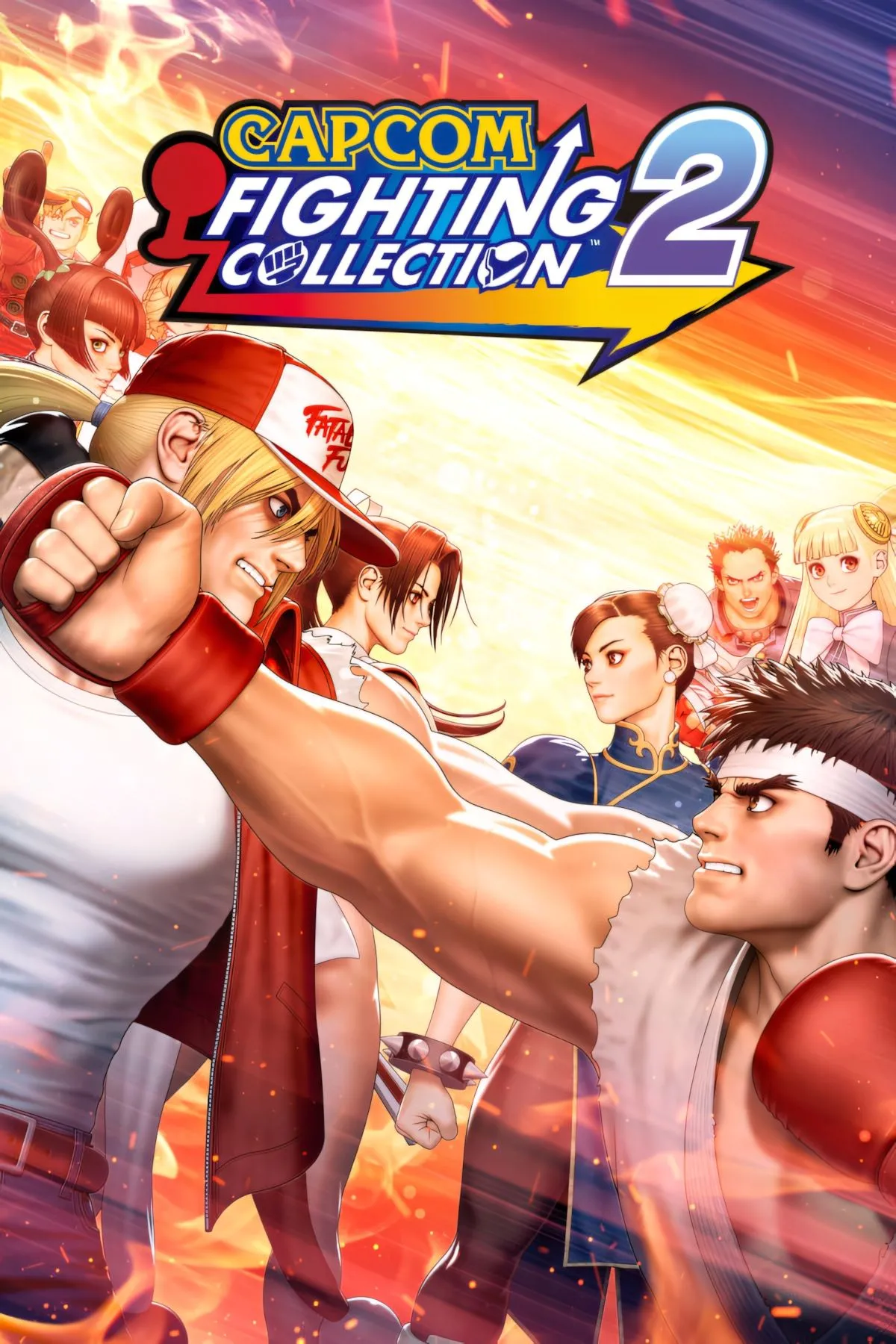 Ảnh bìa tuyển tập game đối kháng Capcom Fighting Collection 2 trên các nền tảng PlayStation, Xbox, Nintendo Switch và PC
