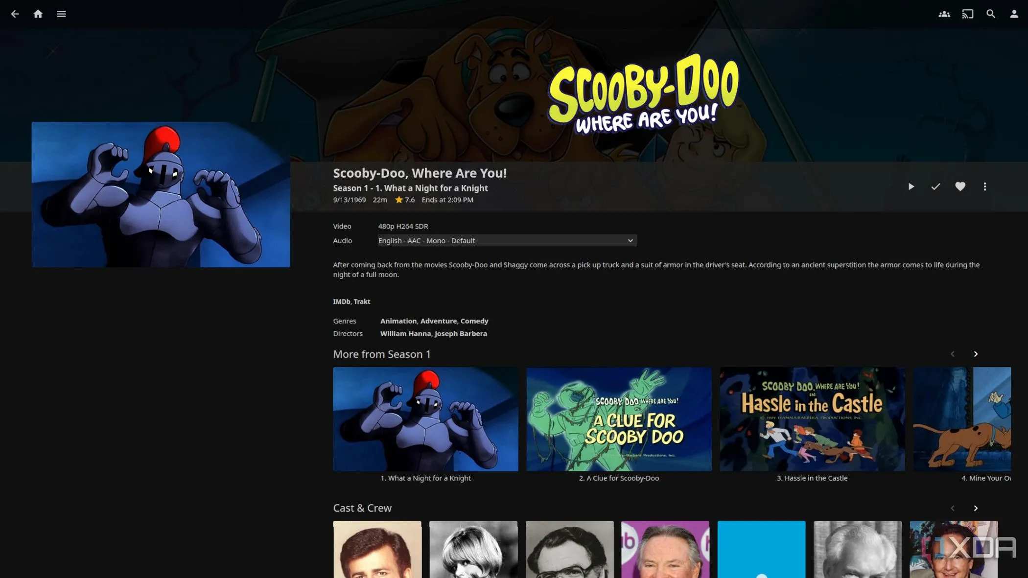 Ảnh chụp màn hình phần mềm Jellyfin hiển thị phim hoạt hình Scooby-Doo, thể hiện sự linh hoạt trong quản lý media.