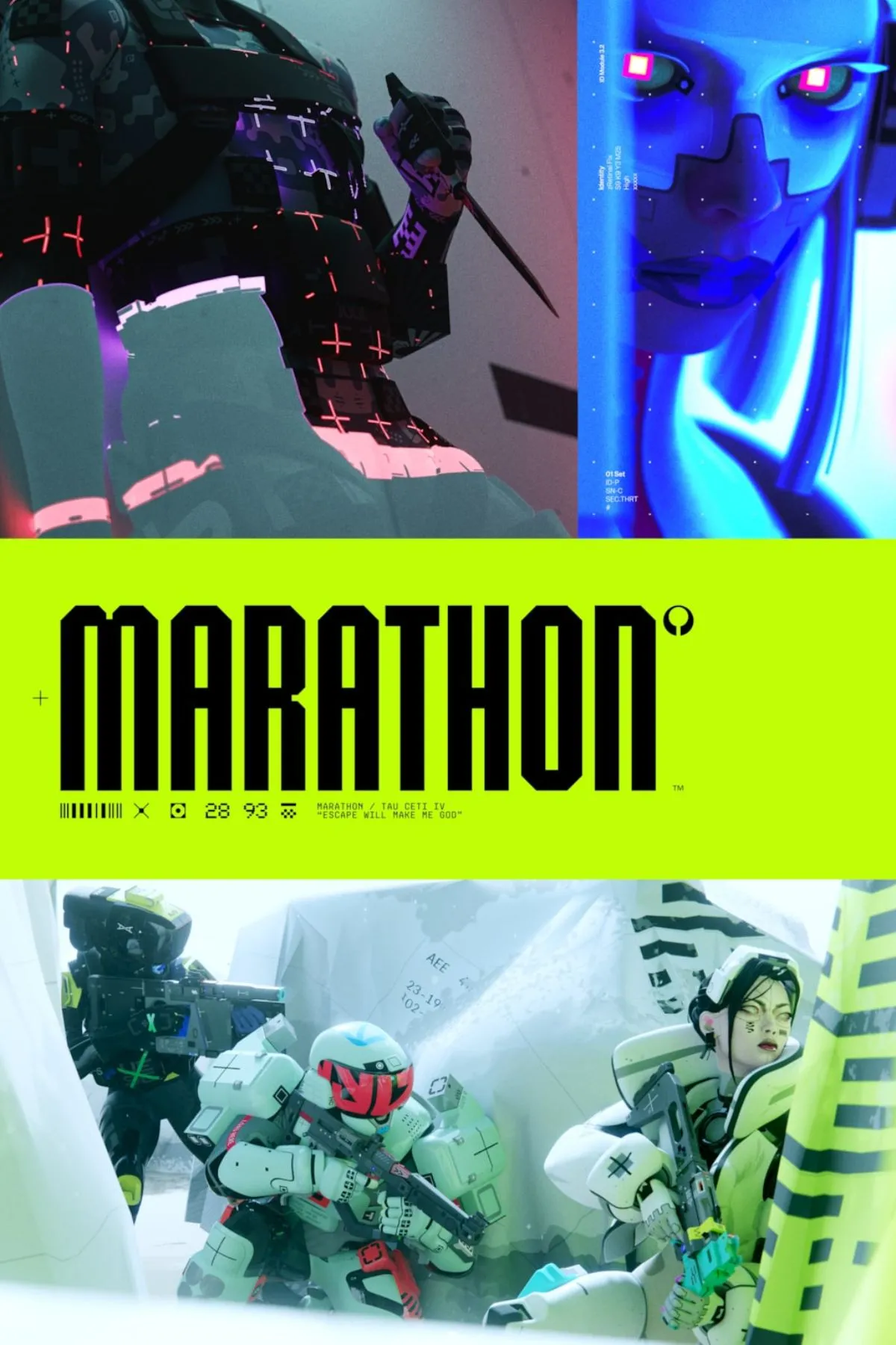 Artwork chính thức của game Marathon, một tựa game bắn súng khoa học viễn tưởng từ Bungie