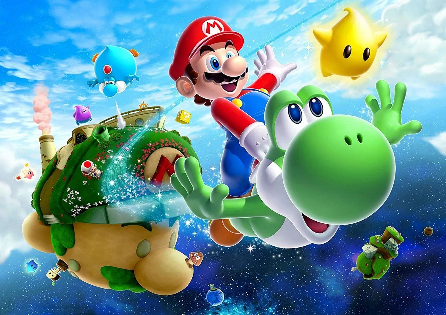 Artwork của Super Mario Galaxy 2 với Mario và Yoshi