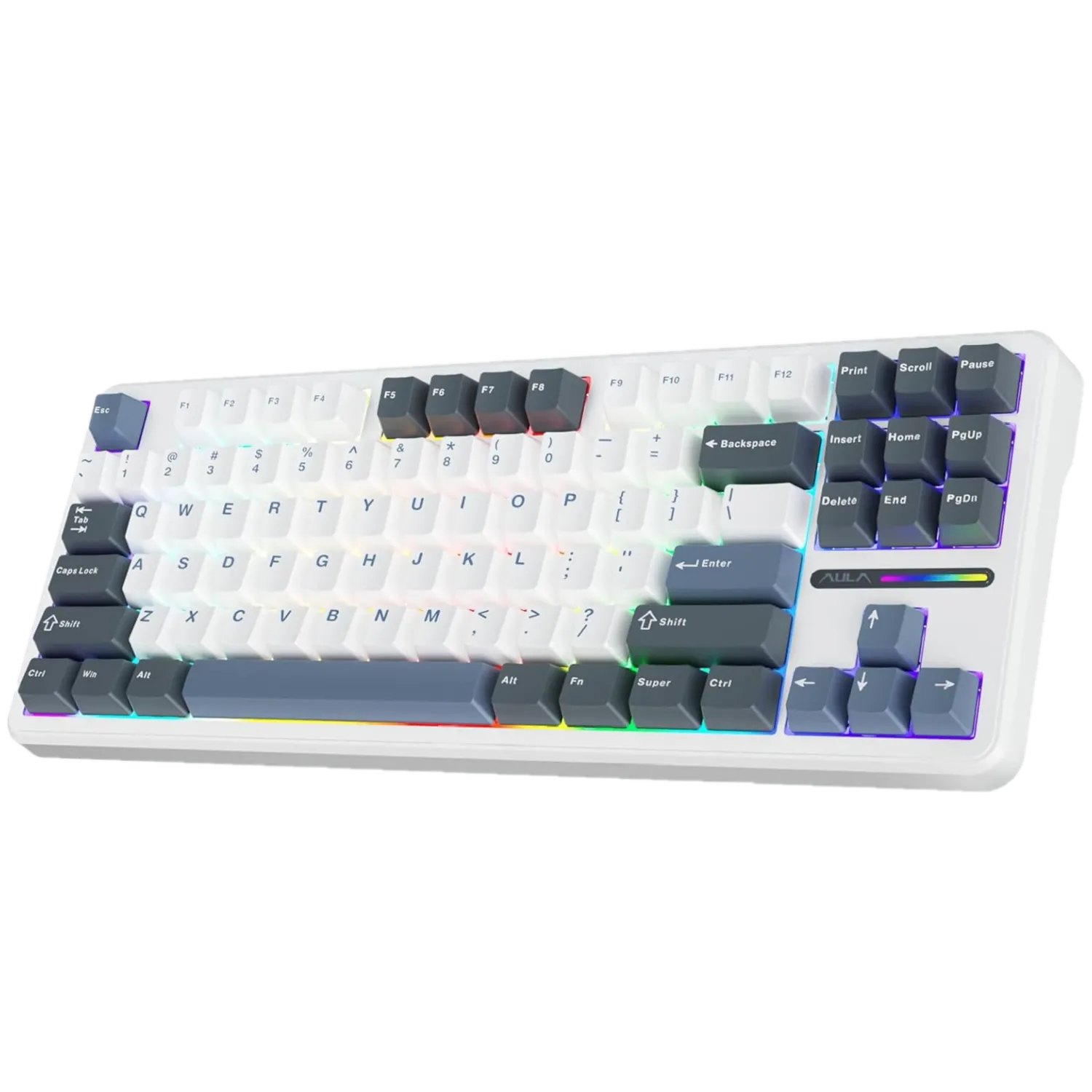 Bàn phím cơ Aula F87 màu trắng với đèn RGB