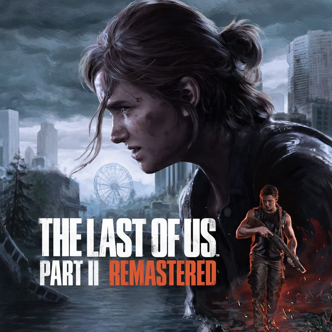 Bìa trò chơi The Last of Us Part II Remastered, tựa game phiêu lưu hành động nổi tiếng với cốt truyện sâu sắc và âm nhạc đáng nhớ như bài Future Days.