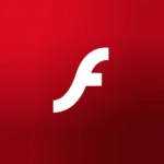 Biểu tượng Adobe Flash Player màu đỏ vàng trên nền đen