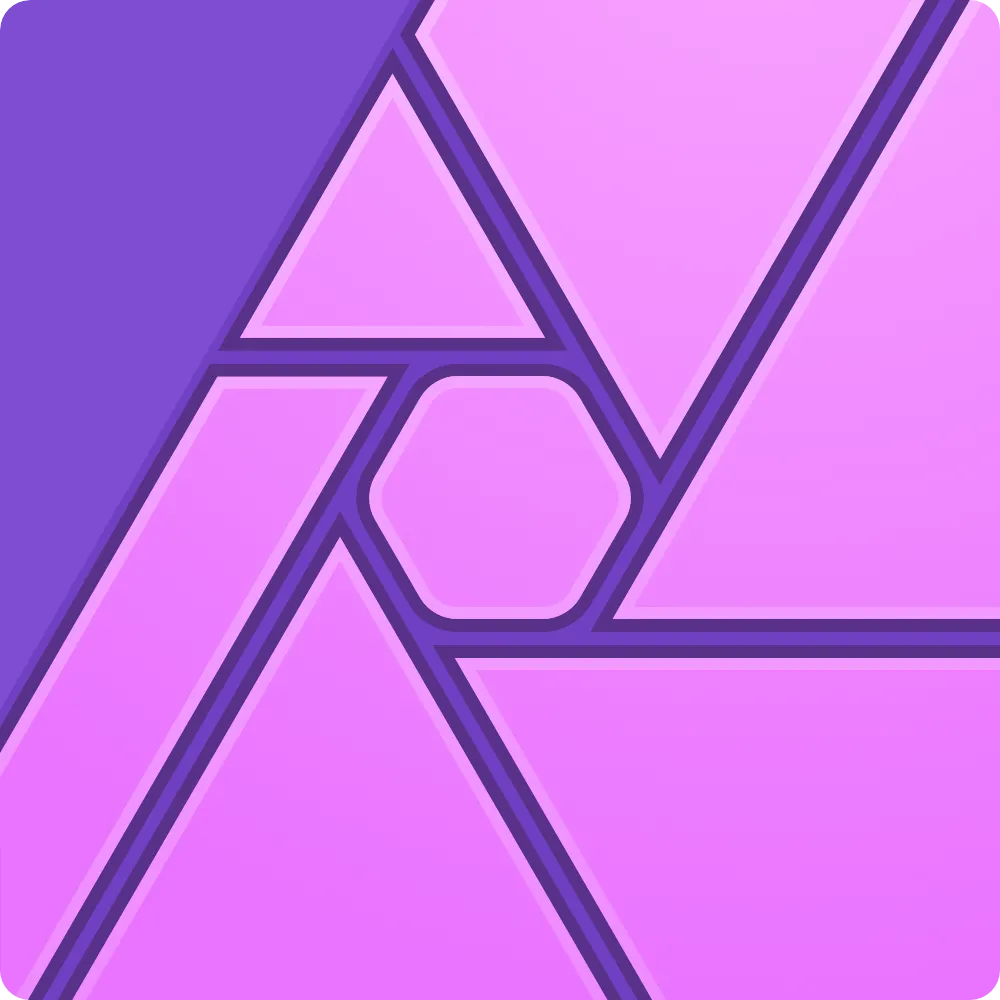 Biểu tượng ứng dụng Affinity Photo nổi bật trên nền trắng, thể hiện sự chuyên nghiệp của phần mềm