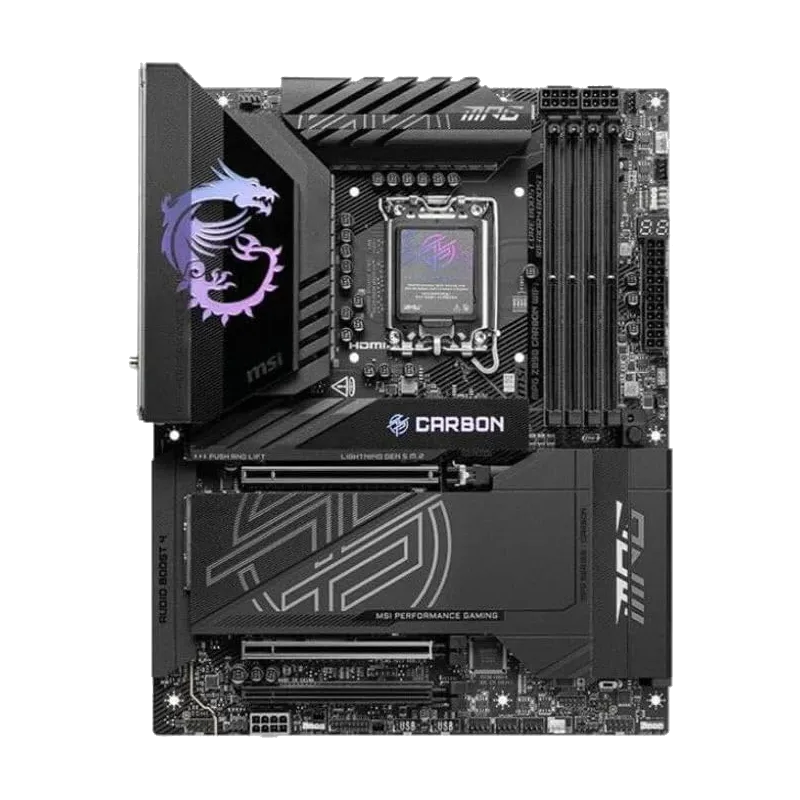 Bo mạch chủ MSI MPG Z890 Carbon WiFi cao cấp với giải pháp VRM 23 pha, phù hợp cho ép xung hiệu năng cao.