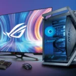 Bộ máy tính chơi game PC với màn hình lớn và bàn phím chuyên nghiệp, minh họa chi phí cao của PC gaming
