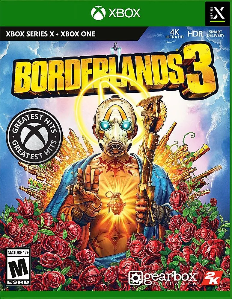 Borderlands 3 với phong cách đồ họa cel-shaded đặc trưng, hiển thị các nhân vật đang chiến đấu và thu thập vật phẩm.