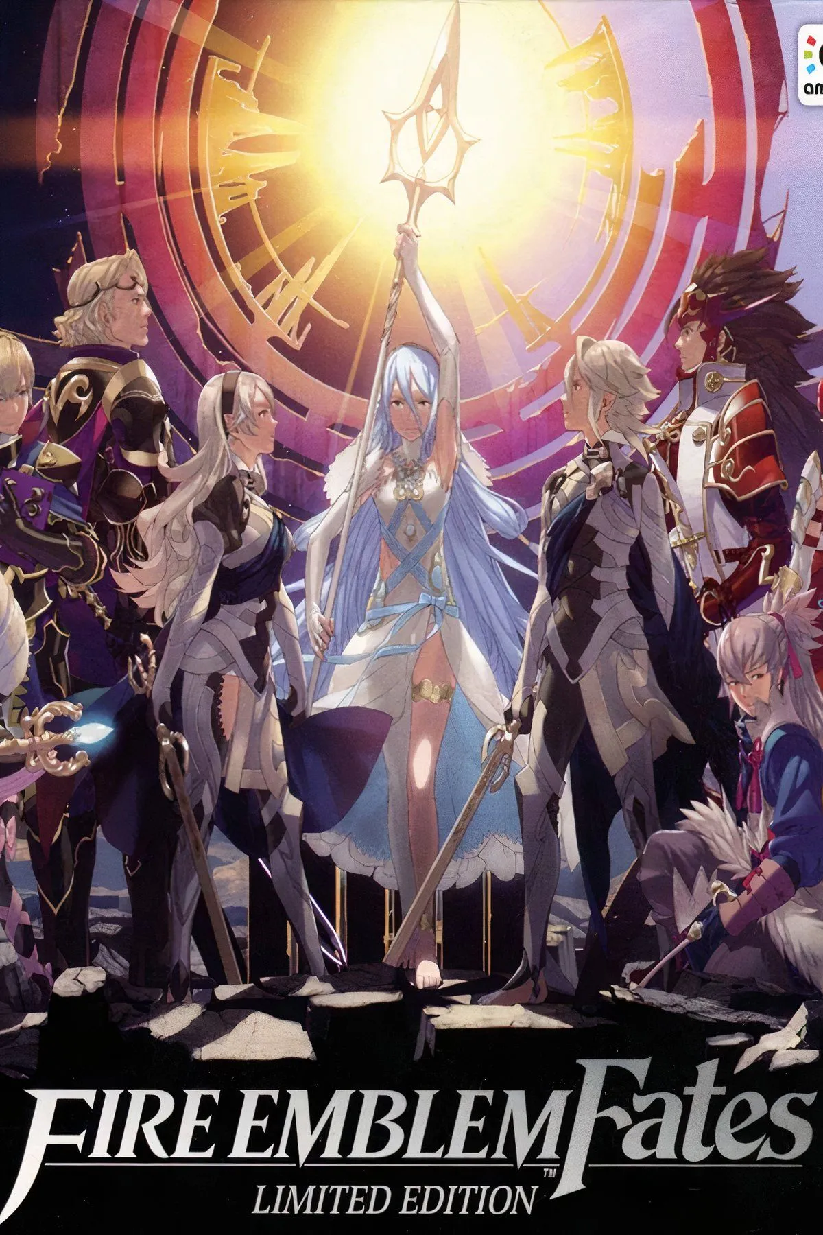 Các nhân vật chính trong Fire Emblem Fates, thể hiện phong cách đồ họa và bối cảnh chiến thuật RPG Nhật Bản.