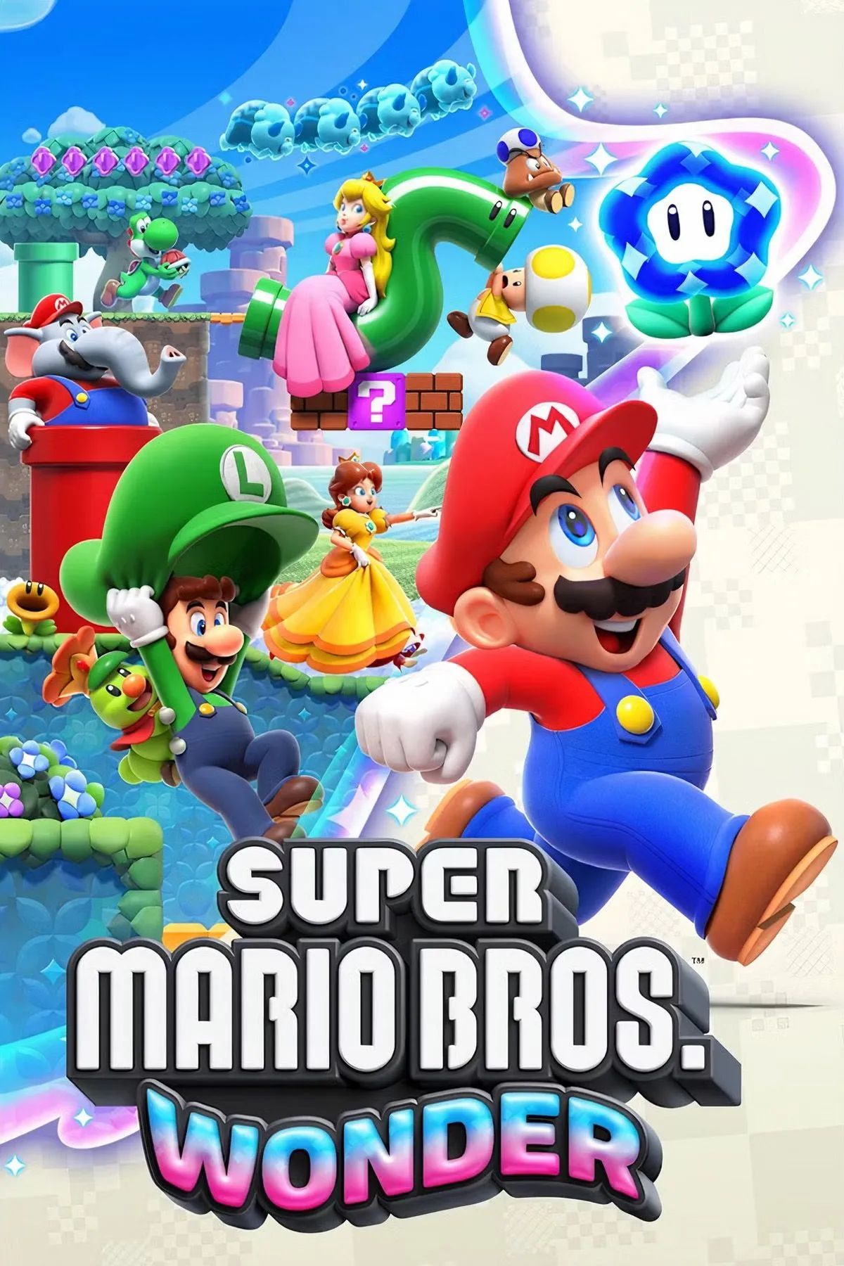 Các nhân vật Mario, Luigi, Peach và Yoshi trong thế giới đầy màu sắc của Super Mario Bros. Wonder