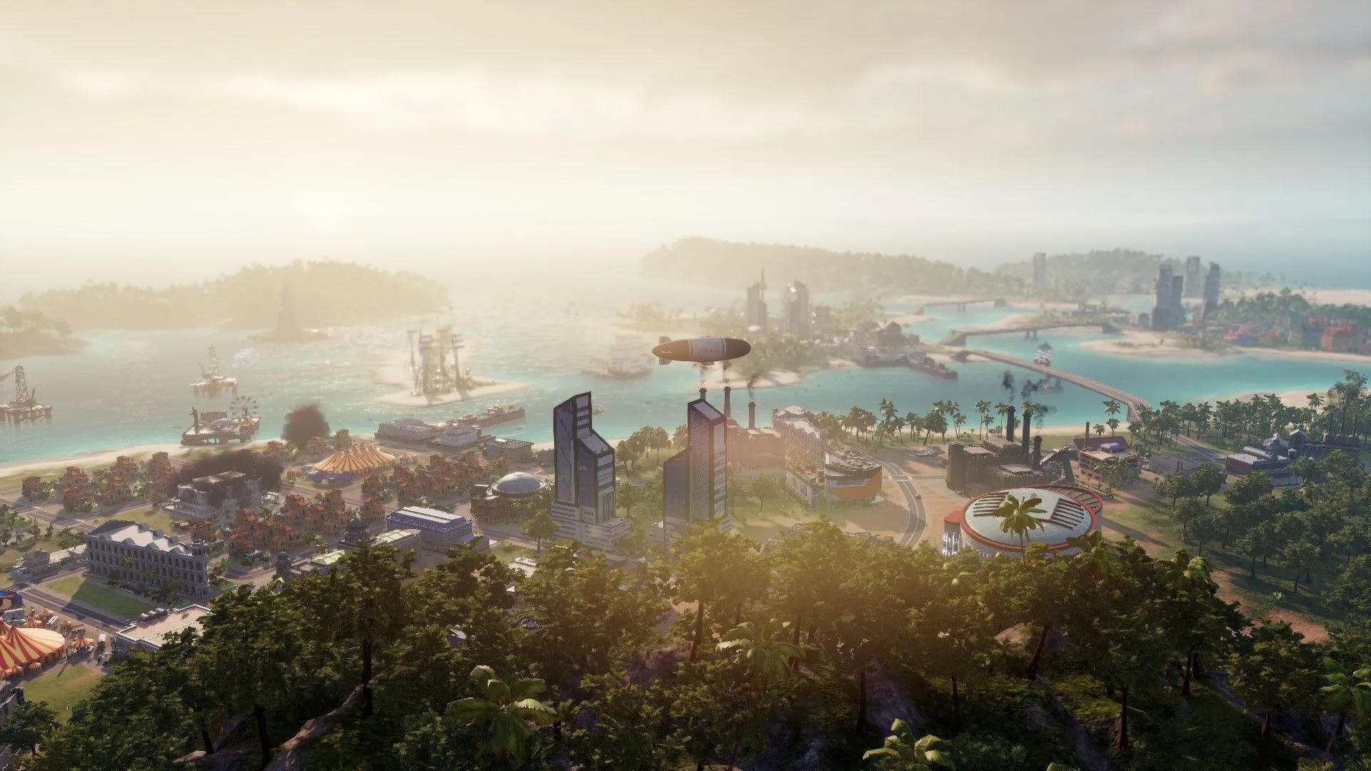 Các tòa nhà chính phủ và kiến trúc độc đáo phản ánh phong cách El Presidente trong Tropico 6