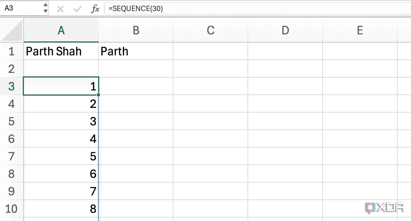 Cách dùng hàm SEQUENCE trong Excel để tạo dãy số tự động