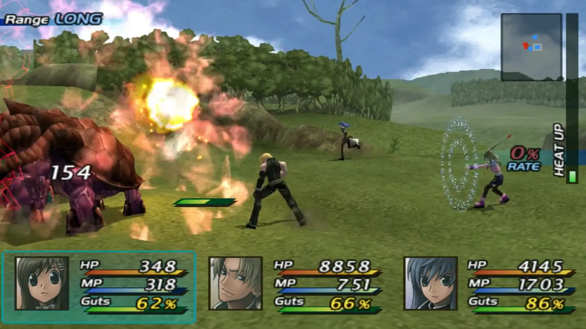 Cảnh chiến đấu trong Star Ocean: Till the End of Time trên PS4, game nổi bật với cơ chế nhân vật có thể chết khi điểm MP về 0.