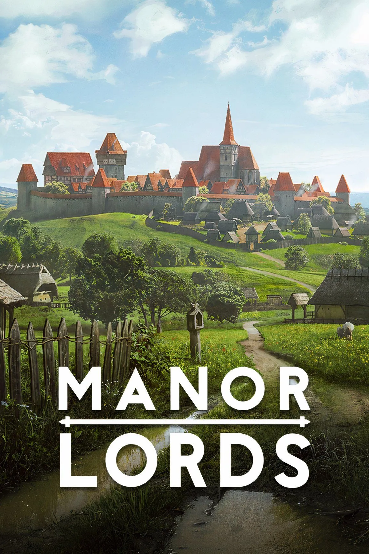 Cảnh quan làng quê thời Trung cổ và lâu đài trong game chiến thuật Manor Lords