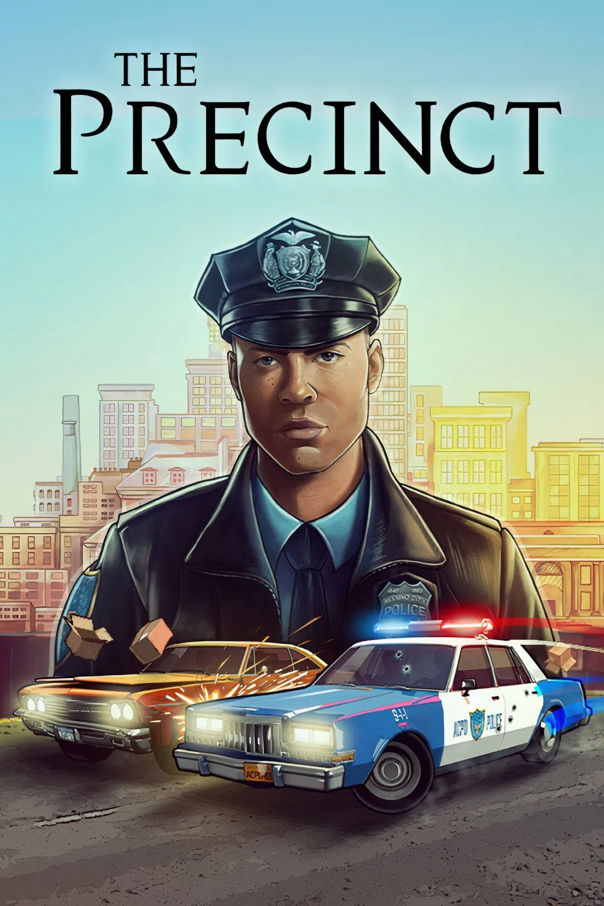 Cảnh sát tuần tra đêm trong The Precinct, thể hiện không khí căng thẳng và hành động của game mô phỏng cảnh sát.