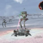 Cảnh trong game Star Wars Rogue Squadron II: Rogue Leader trên GameCube, phi thuyền đang chiến đấu trong không gian