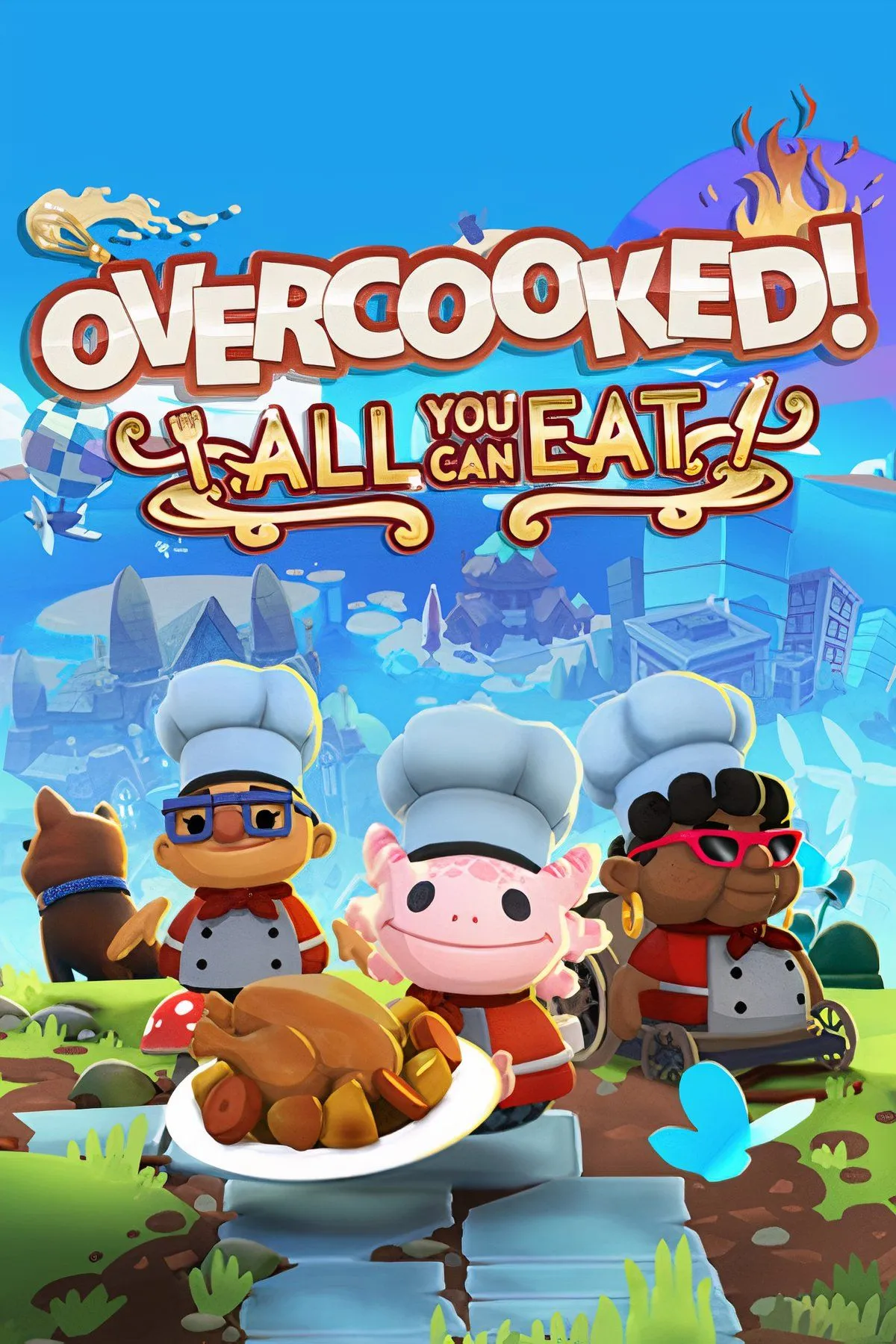 Cặp đôi đang phối hợp nấu ăn trong một màn chơi đầy thử thách của Overcooked All You Can Eat