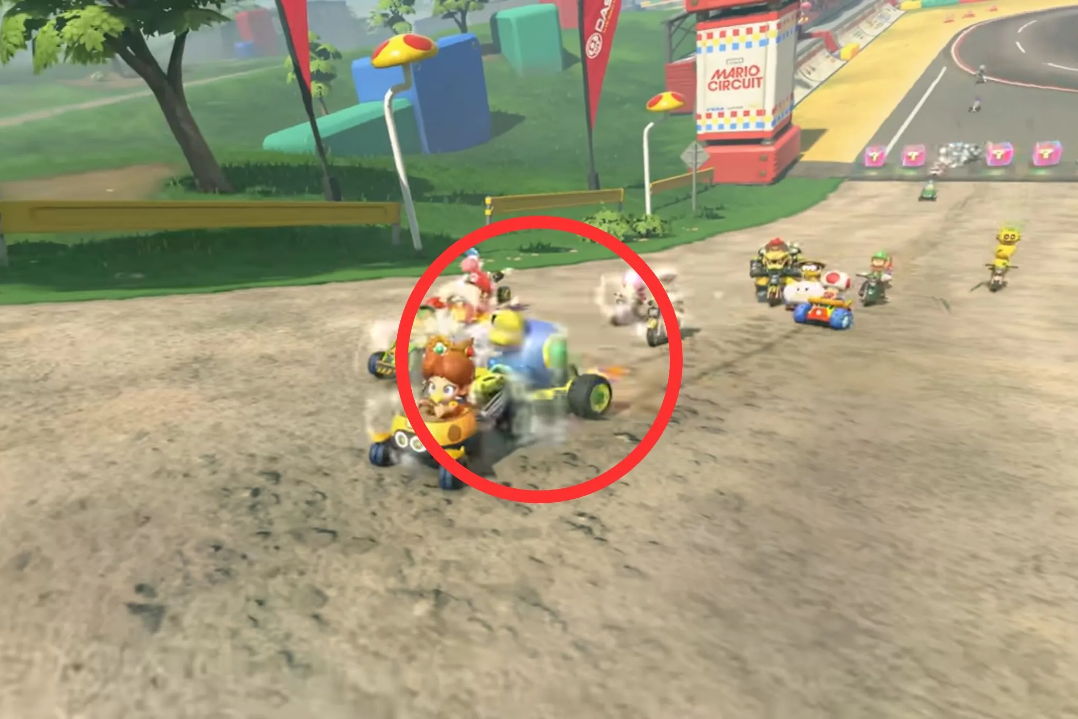 Cataquack lái kart trên đường đua trong Mario Kart World