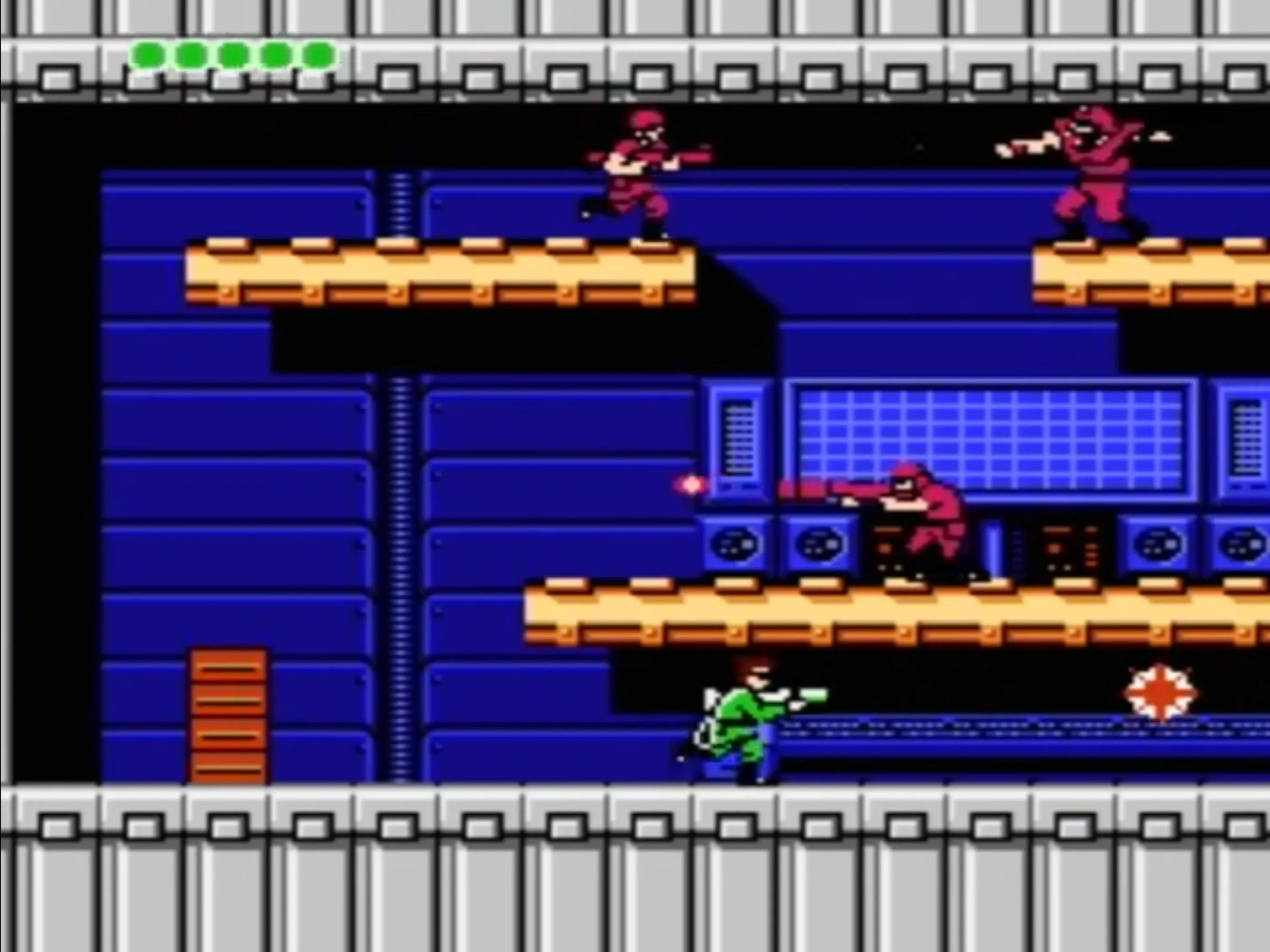 Chiến binh Bionic Commando sử dụng cánh tay cơ khí để vượt địa hình trên NES