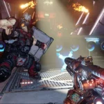 Chiến trường rực lửa trong Borderlands 3 trên Nintendo Switch 2, thể hiện đồ họa mượt mà và hiệu ứng cải thiện.