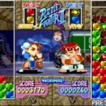 Chun-Li và Ryu trong Super Puzzle Fighter II Turbo với bảng xếp hình đang diễn ra sôi nổi