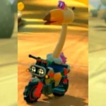 Conkdor trong Mario Kart World lái xe qua sa mạc