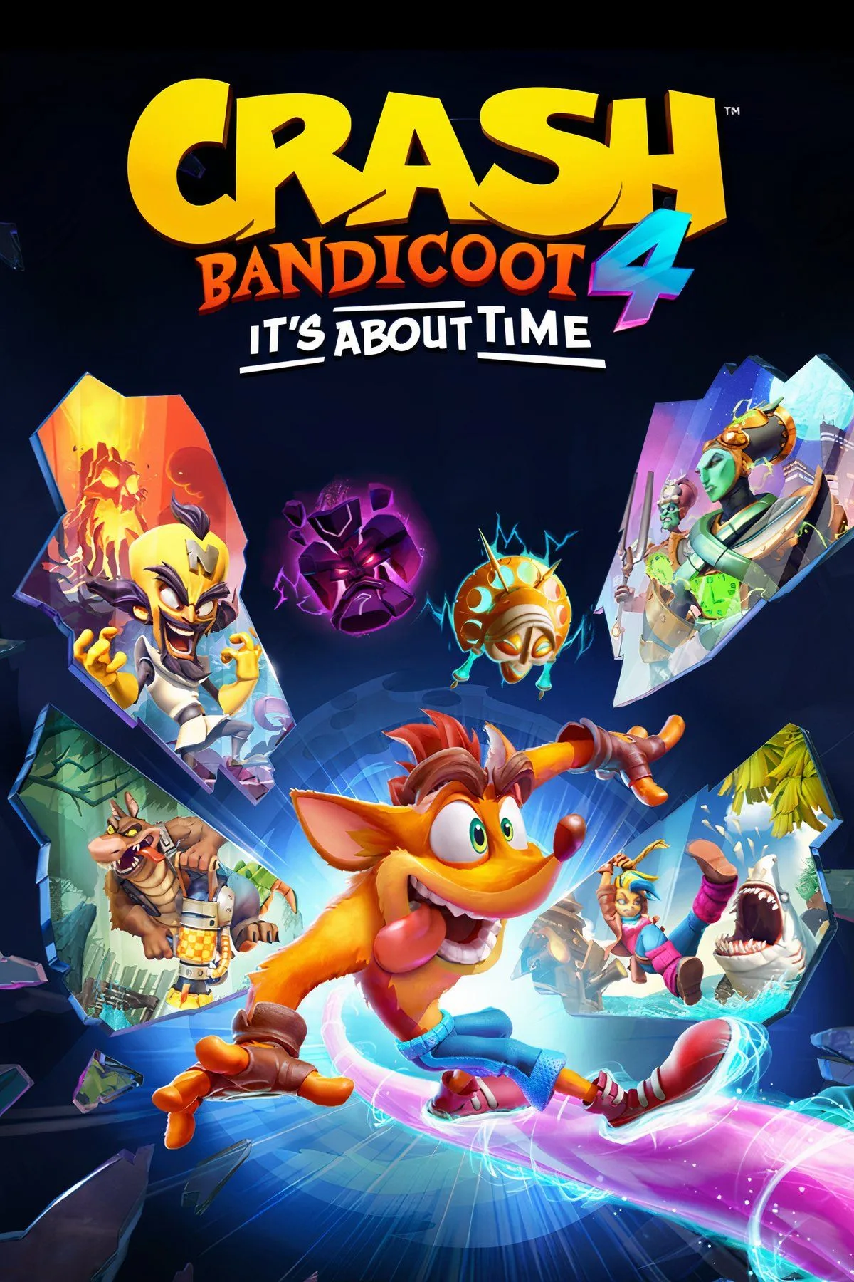 Crash và Coco Bandicoot sử dụng sức mạnh mặt nạ Lani-Loli để dịch chuyển trong Crash Bandicoot 4