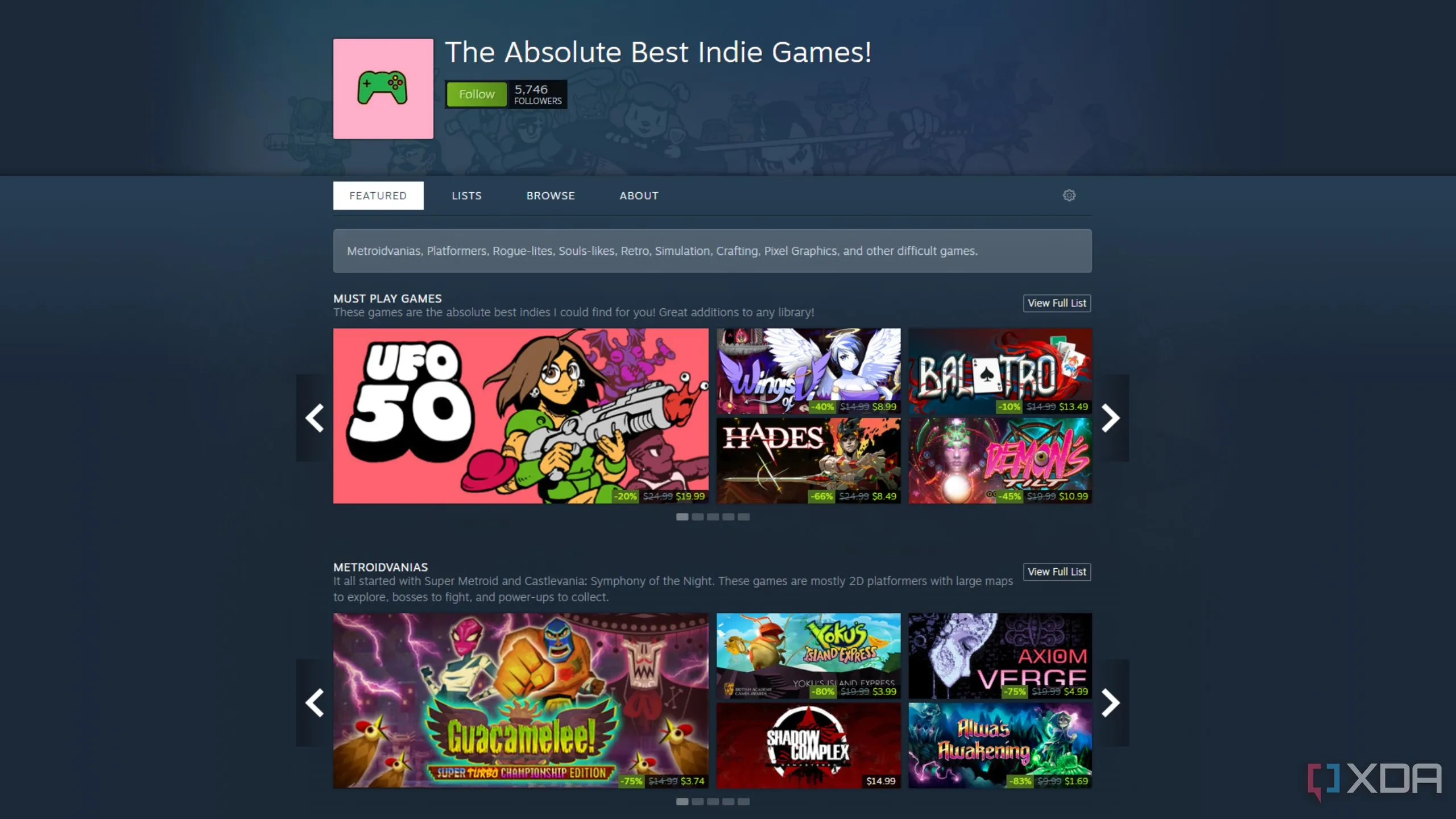 Danh sách phát game indie nổi bật trên Steam, nơi các tựa game độc lập dễ dàng tiếp cận người chơi.