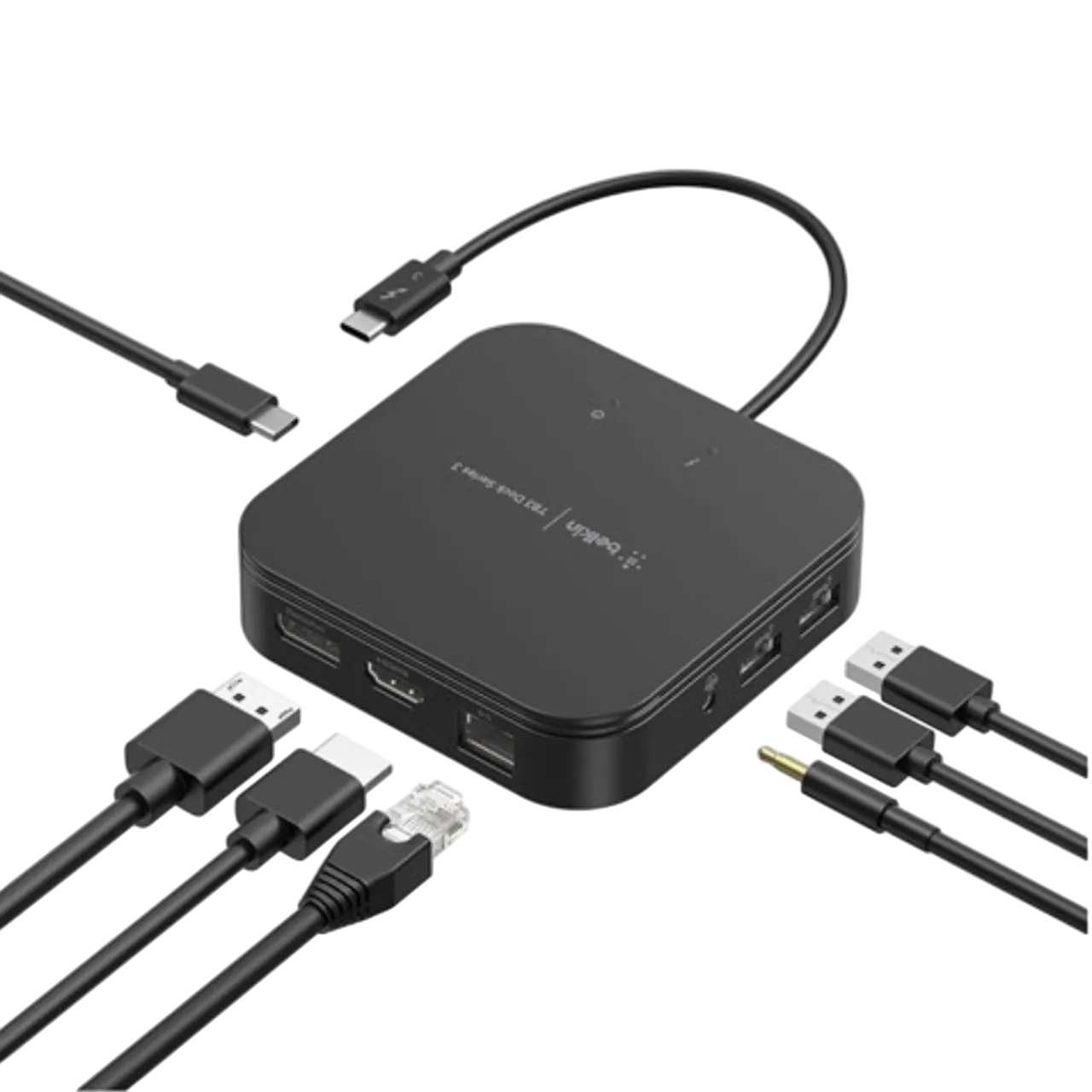 Docking Station Belkin Thunderbolt 3 Core màu đen, một thiết bị mở rộng kết nối đa năng