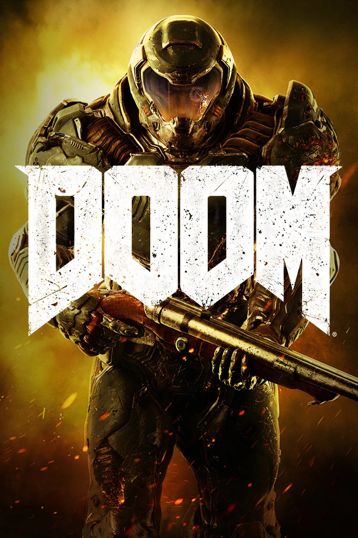 DOOM (2016) với nhân vật chính đang đối đầu với quỷ dữ trong môi trường tối tăm