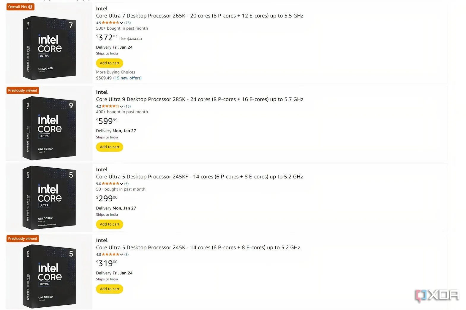 Giá CPU Intel Core Ultra trên Amazon: Mức giá chưa phản ánh đúng giá trị và hiệu năng hiện tại so với đối thủ AMD