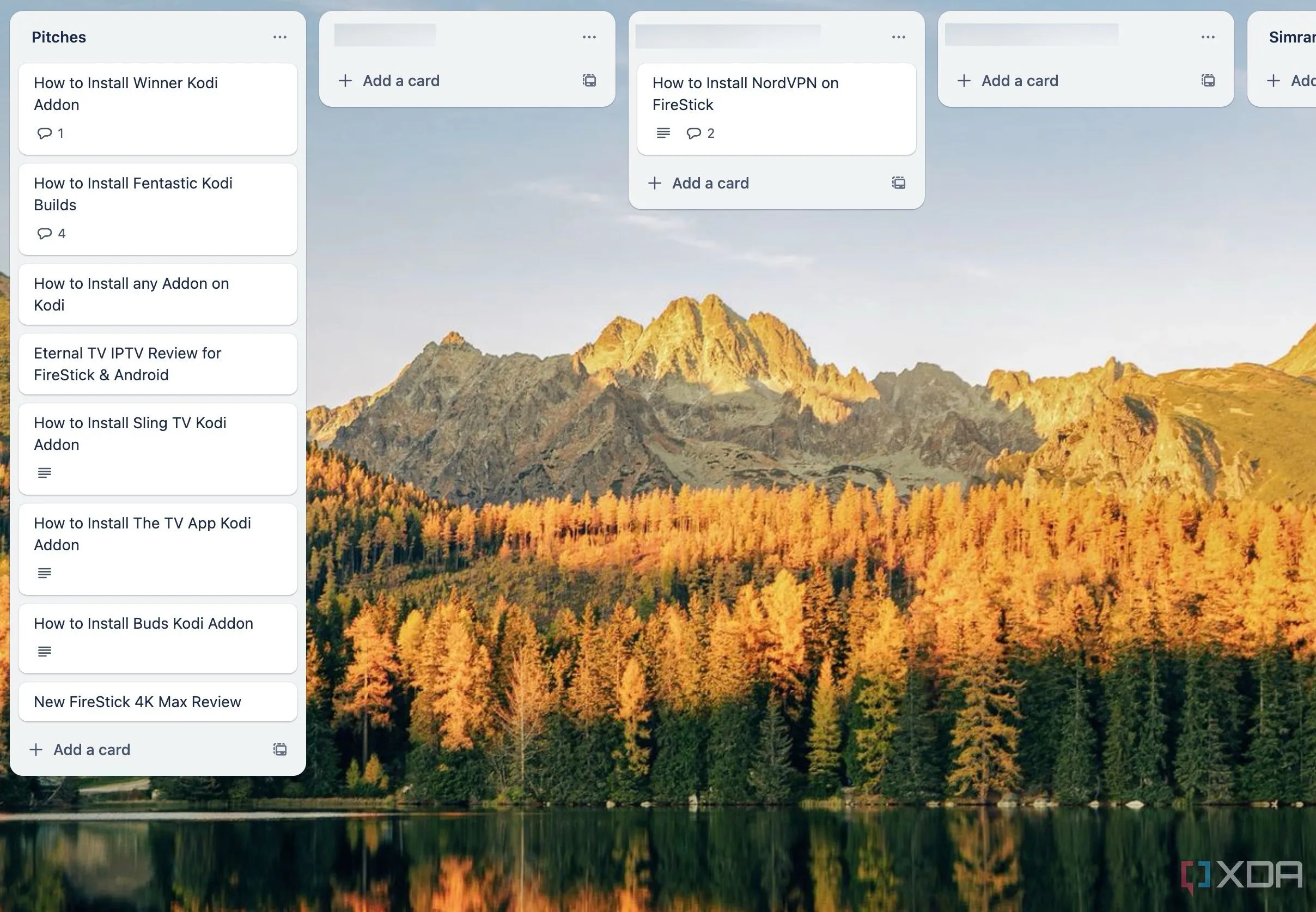 Giao diện các bảng Trello với hình nền đa dạng và thẻ nhiệm vụ trực quan
