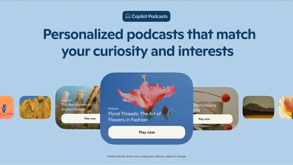 Giao diện Copilot minh họa tính năng tạo podcast AI