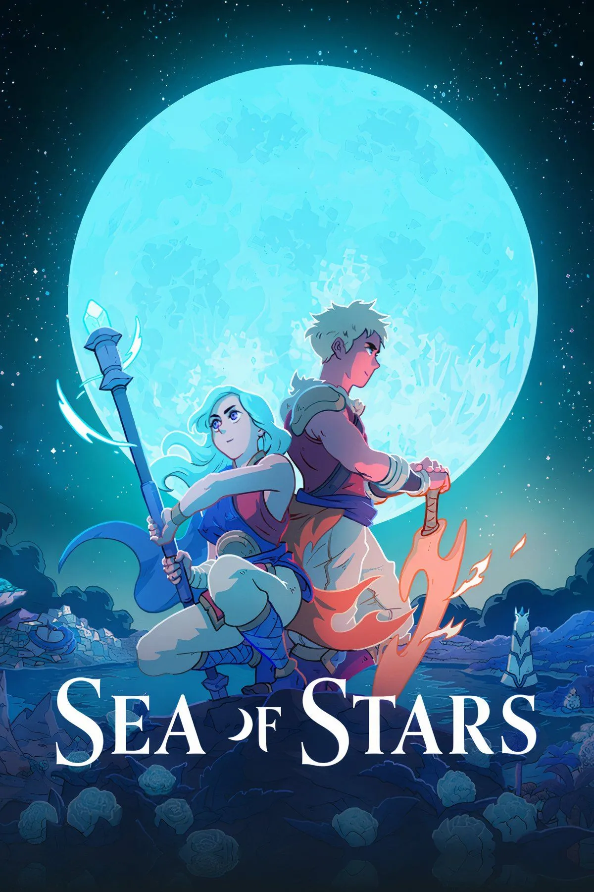 Giao diện đồ họa 16-bit tuyệt đẹp của game nhập vai Sea of Stars, thể hiện phong cách cổ điển cuốn hút.