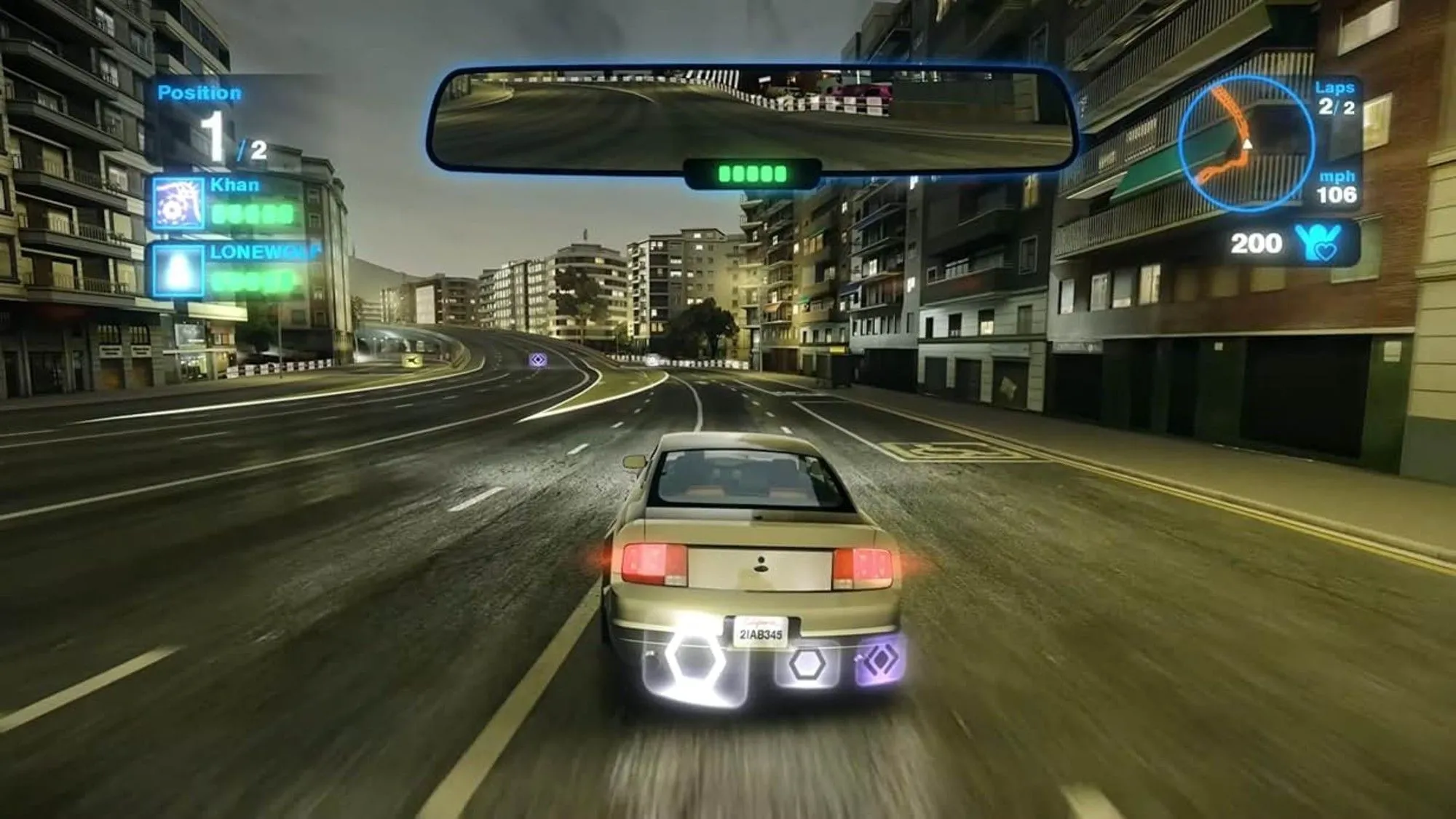 Giao diện game Blur với cảnh đua xe hành động và hiệu ứng đồ họa