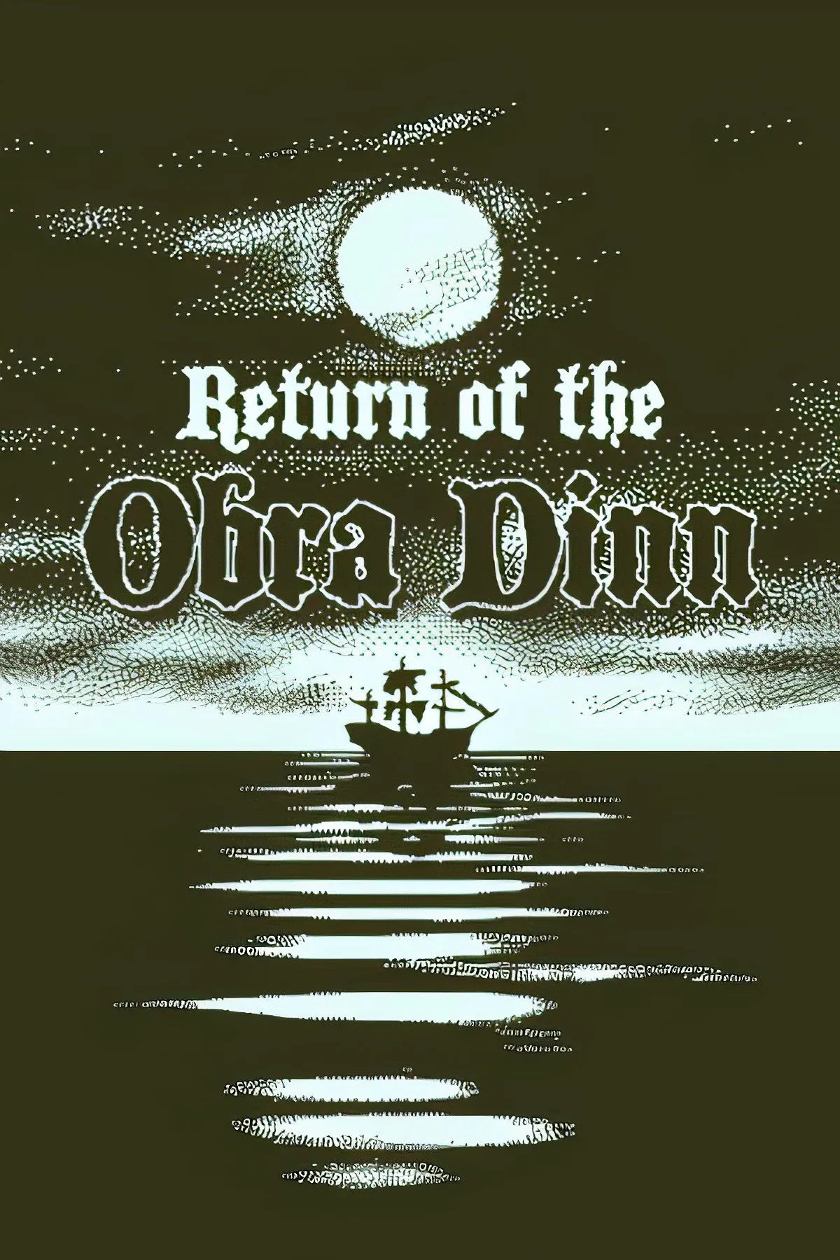 Giao diện game Return of the Obra Dinn với phong cách đồ họa đơn sắc, hiển thị một cảnh trên con tàu cổ điển