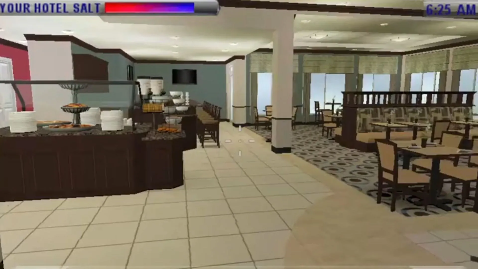 Giao diện gameplay độc đáo của The Hilton Family trên PSP, tựa game mô phỏng đào tạo nhân viên khách sạn Hilton cực hiếm.