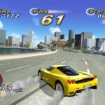 Giao diện gameplay sống động của OutRun 2006: Coast 2 Coast trên Xbox