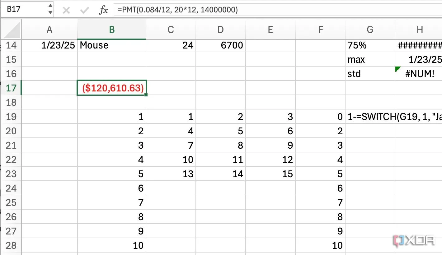 Giao diện hàm PMT trong Excel giúp tính toán khoản vay hàng tháng