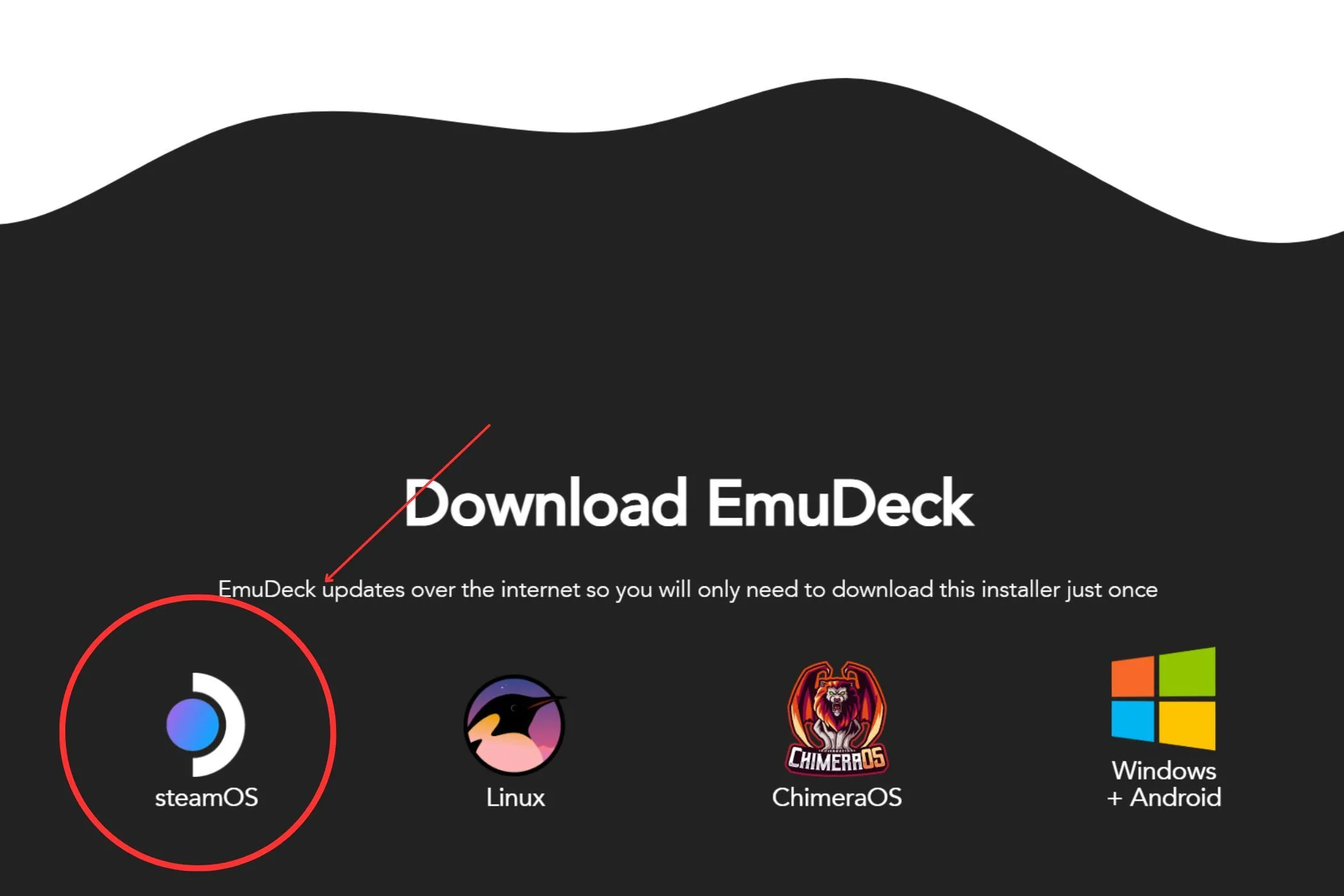 Giao diện lựa chọn phiên bản SteamOS khi tải EmuDeck để giả lập game retro