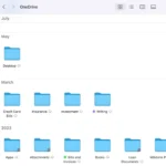 Giao diện OneDrive hiển thị các tệp đã đồng bộ trong Finder trên macOS, minh họa khả năng quản lý dữ liệu hiệu quả với ổ đĩa ngoài.
