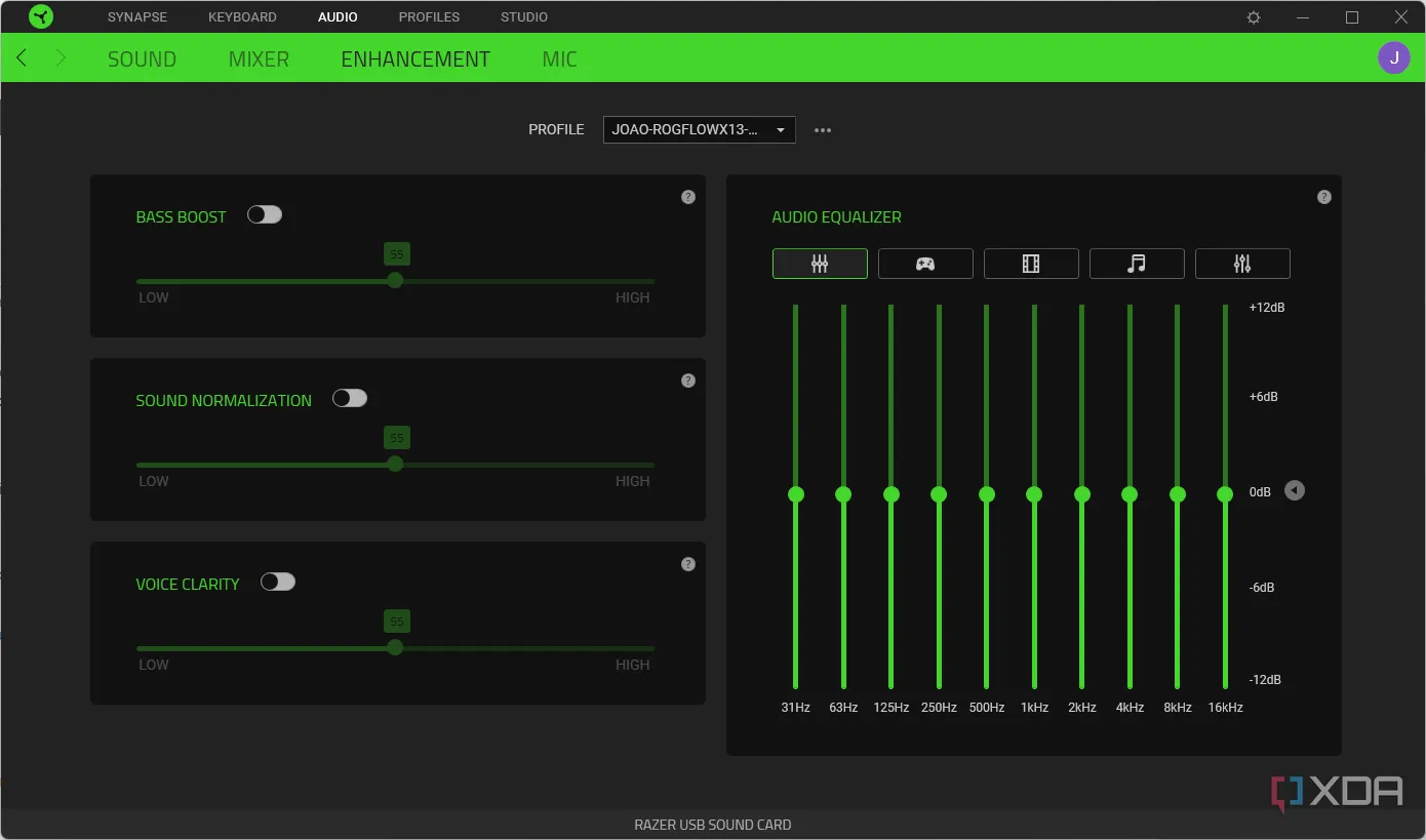 Giao diện phần mềm Razer Synapse tùy chỉnh tai nghe và các thiết bị không dây