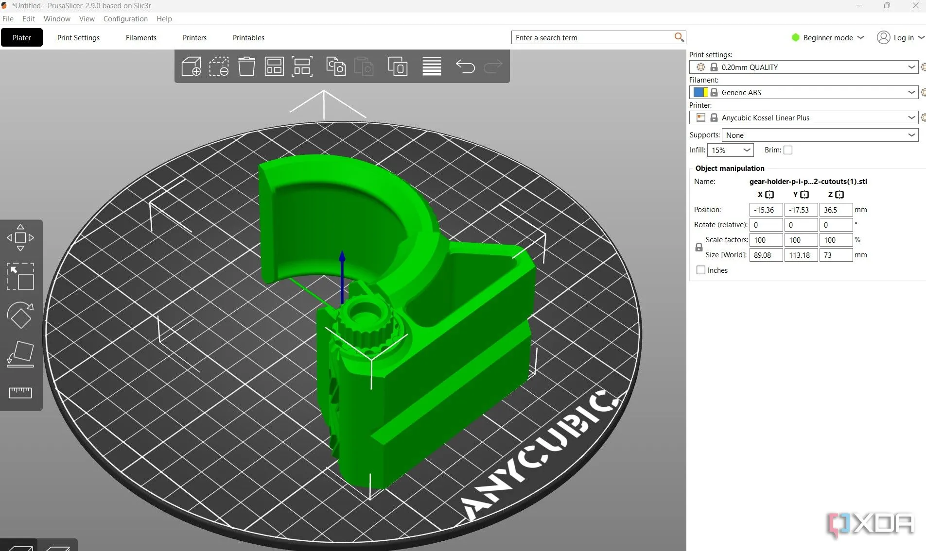 Giao diện PrusaSlicer hiển thị quá trình cắt lát một mô hình 3D
