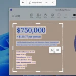 Giao diện Snipping Tool Windows 11 với tính năng trích xuất văn bản OCR