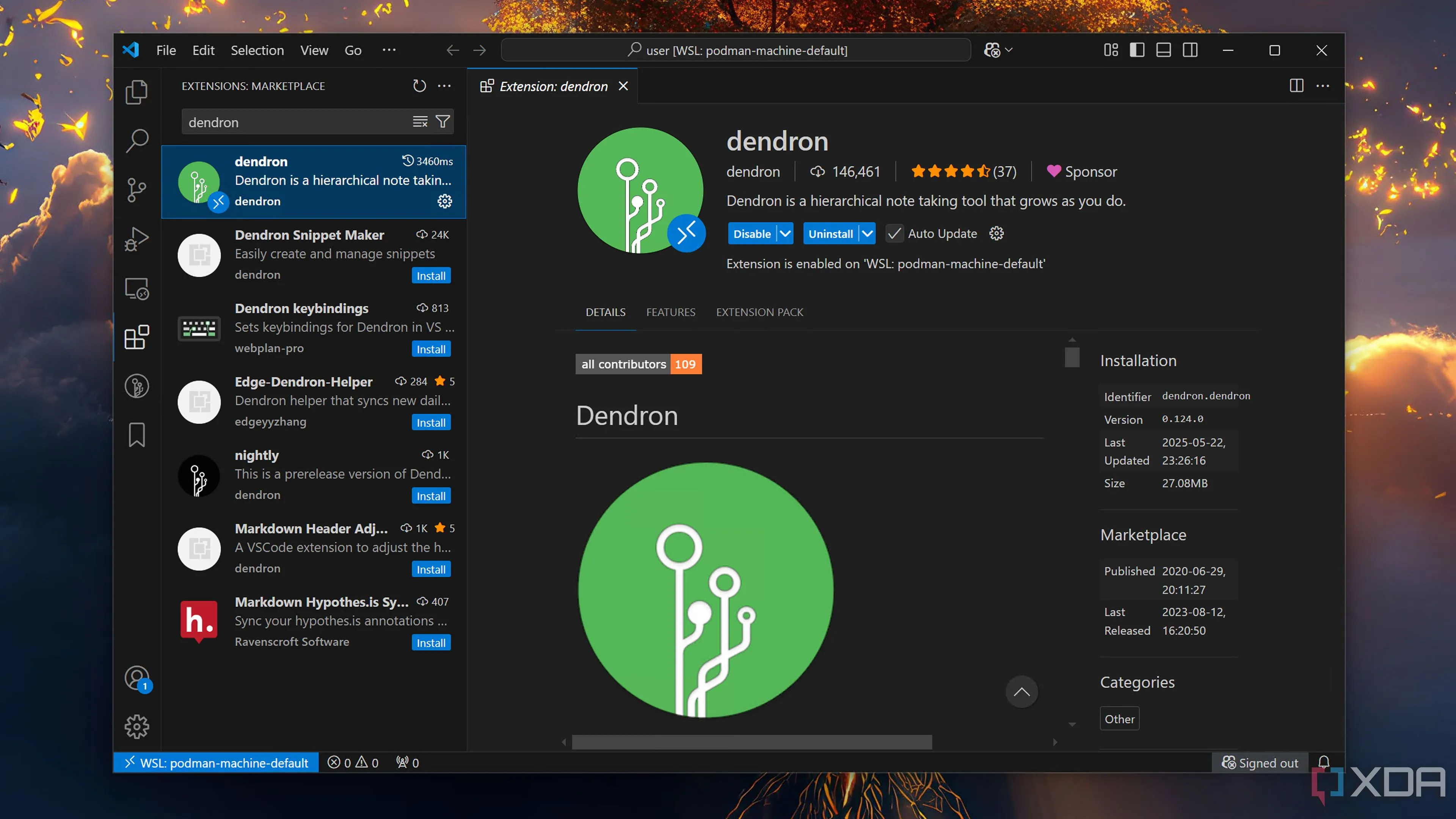 Giao diện tiện ích mở rộng Dendron trong Visual Studio Code với ghi chú Markdown