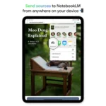 Giao diện tính năng Nguồn của NotebookLM trên ứng dụng di động, hiển thị khả năng thêm PDF, trang web và video.