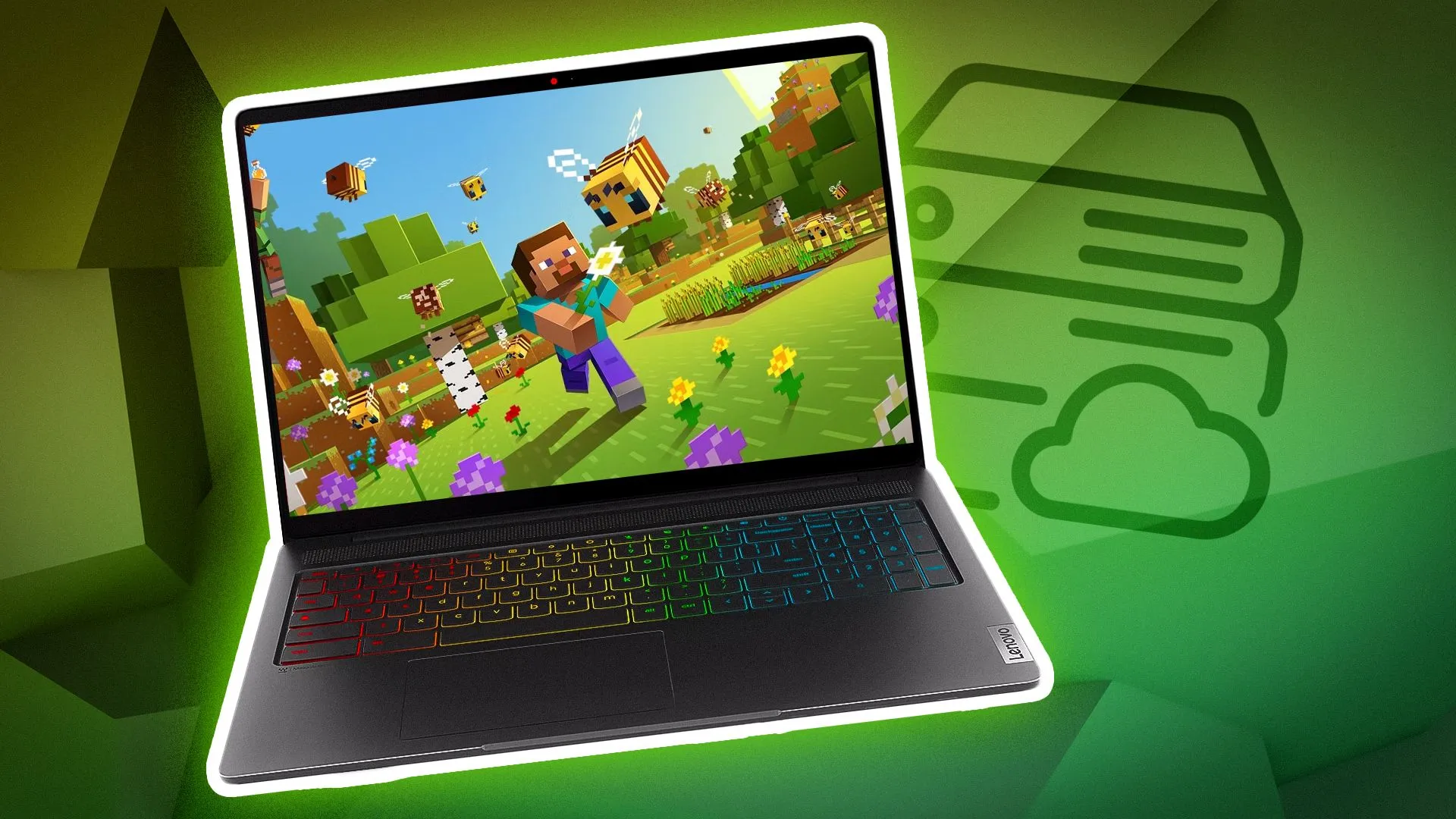 Giao diện trò chơi Minecraft hiển thị cấu trúc khối và bầu trời, tượng trưng cho âm nhạc Minecraft được vinh danh