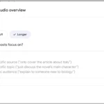 Giao diện tùy chỉnh Audio Overviews của NotebookLM với các lựa chọn độ dài Shorter, Default, Longer