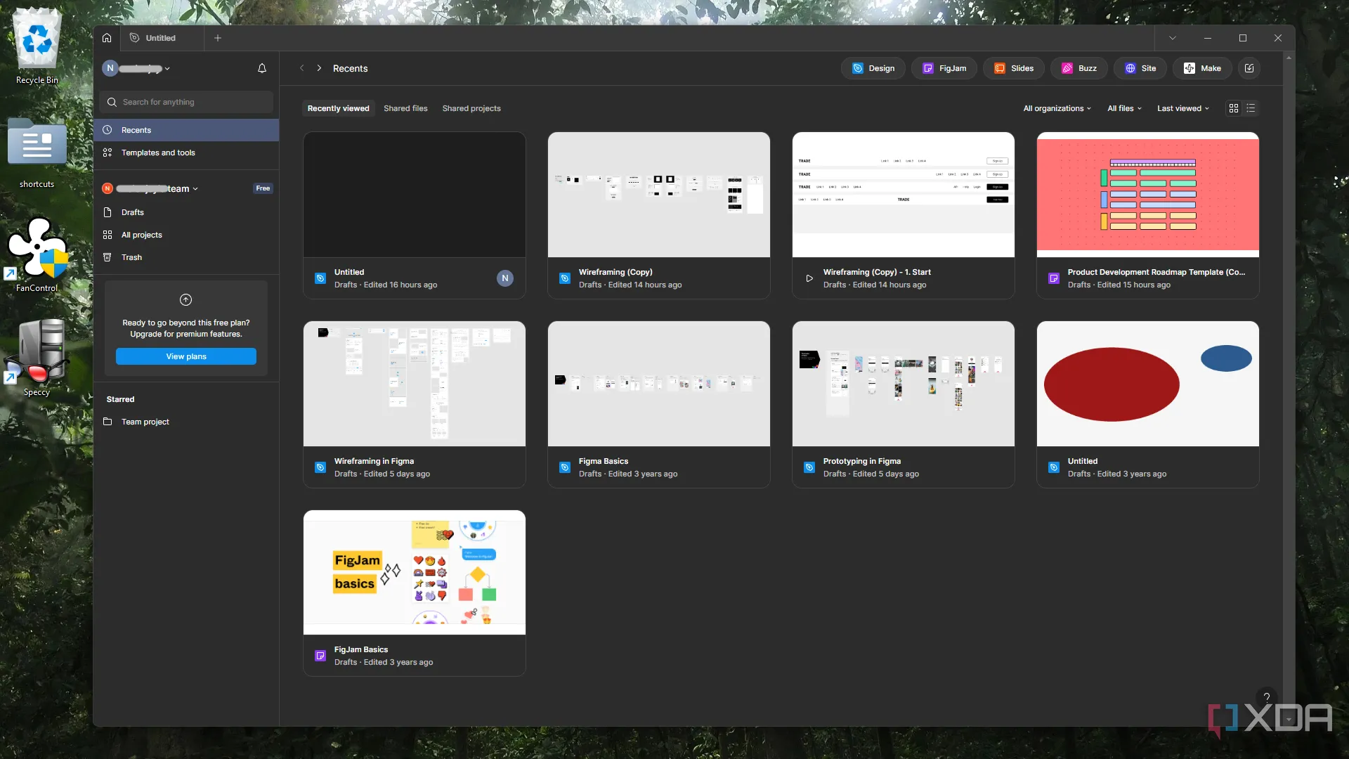 Giao diện ứng dụng Figma trên hệ điều hành Windows