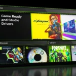 Giao diện ứng dụng Nvidia với các tùy chọn quản lý driver và trò chơi.